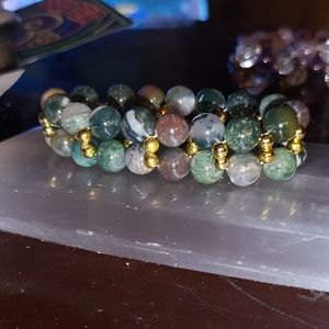 Indian Agate Double Stack Crystal Bracelet
